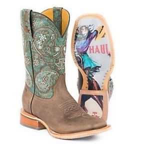 TIN HAUL Ban-Dan-Uh Paisley cowgirl western boots square toe brand NEW NWT